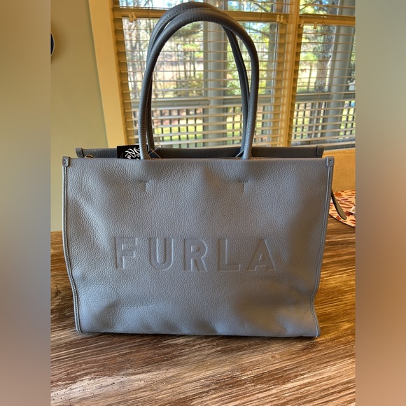 NWT Furla Large Blue Leather Tote Bag